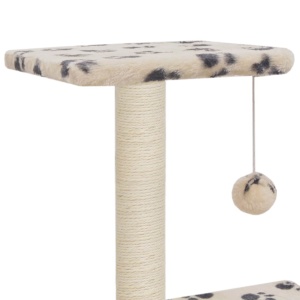 Ansamblu pisici, stâlpi funie sisal, 65 cm imprimeu lăbuțe, bej - Img 5
