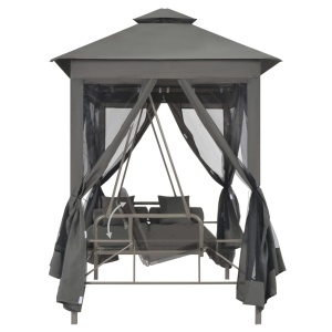 Balansoar extensibil cu copertină antracit 220x160x240 cm oțel - Img 3