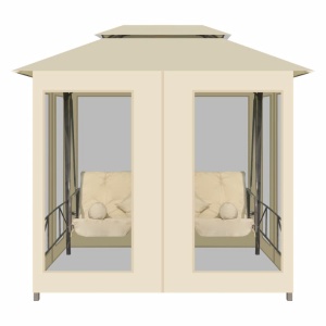 Balansoar extensibil cu pavilion, alb crem - Img 8