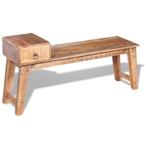 Bancă cu sertar lemn solid de mango, 120 x 36 x 60 cm - Img 4