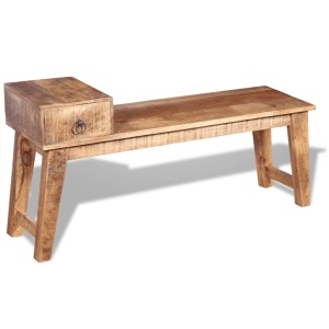 Bancă cu sertar lemn solid de mango, 120 x 36 x 60 cm - Img 8