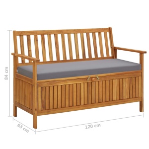 Bancă de depozitare grădină, 120 cm, lemn masiv de acacia - Img 9