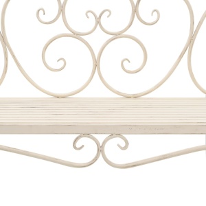 Bancă de grădină, alb vintage, 132 cm, metal - Img 5