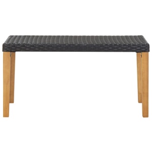Bancă de grădină, negru, 120 cm, poliratan și lemn de acacia - Img 2