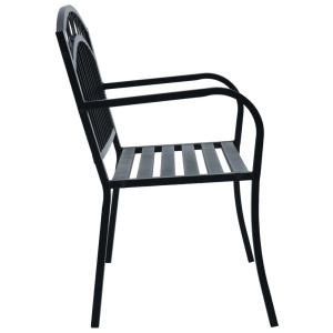 Bancă de grădină, negru, 125 cm, oțel - Img 3