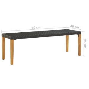 Bancă de grădină, negru, 80 cm, poliratan - Img 5