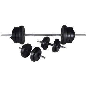 Bancă de greutăți cu raft, set de gantere și haltere, 60,5kg - Img 5