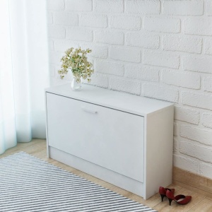 Banca de stocare pentru pantofi, 80x24x45 cm, alb