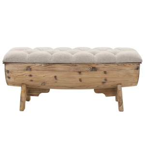 Bancă depozitare, Lemn masiv și material textil 103x51x44 cm - Img 2
