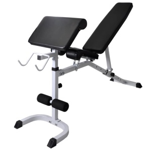 Bancă fitness cu raft greutăți, set haltere/gantere, 120 kg - Img 5