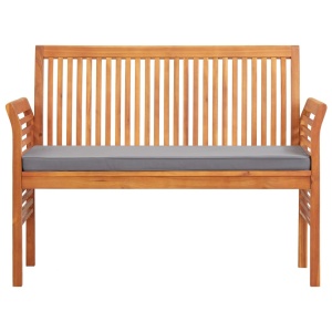 Bancă grădină cu 2 locuri &amp; pernă, 120 cm, lemn masiv acacia - Img 2