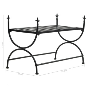 Bancă in stil vintage, negru, metal, 83x42x55 cm - Img 6