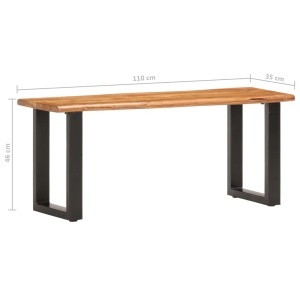 Bancă margini naturale, 110 cm, lemn masiv de acacia și oțel - Img 6