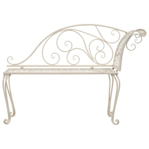 Bancă șezlong de grădină, alb vintage, 128 cm, metal - Img 2
