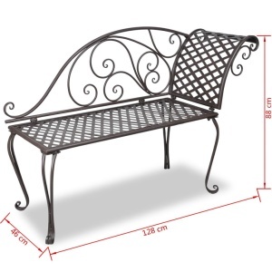 Bancă șezlong de grădină, maro invechit, 128 cm, oțel - Img 5