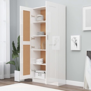 Bibliotecă, alb extralucios, 82,5 x 30,5 x 185,5 cm, PAL - Img 3
