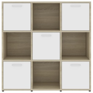 Bibliotecă, alb și stejar Sonoma, 90 x 30 x 90 cm, PAL - Img 5