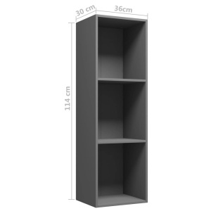 Bibliotecă/Comodă TV, gri, 36 x 30 x 114 cm, PAL - Img 10