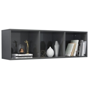 Bibliotecă/Comodă TV, gri lucios, 36 x 30 x 114 cm, PAL - Img 8