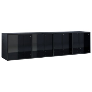 Bibliotecă/Comodă TV, negru lucios, 36 x 30 x 143 cm, PAL - Img 7