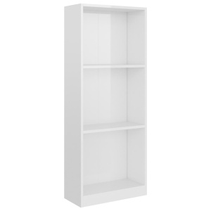 Bibliotecă cu 3 rafturi, alb lucios, 40 x 24 x 108 cm, PAL - Img 2