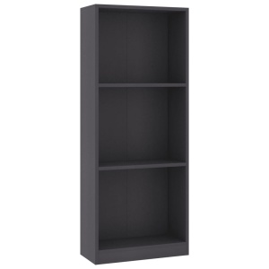 Bibliotecă cu 3 rafturi, gri, 40 x 24 x 108 cm, PAL - Img 2