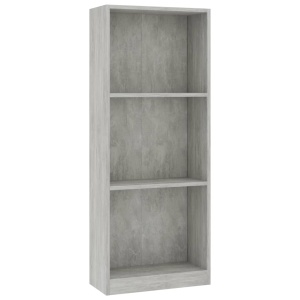 Bibliotecă cu 3 rafturi, gri beton, 40 x 24 x 108 cm, PAL - Img 2
