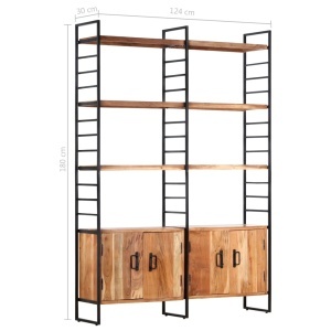 Bibliotecă cu 4 rafturi, 124 x 30 x 180 cm, lemn masiv de acacia - Img 12