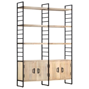 Bibliotecă cu 4 rafturi, 124 x 30 x 180 cm, lemn masiv de mango - Img 9
