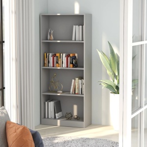 Bibliotecă cu 4 rafturi, gri, 60 x 24 x 142 cm, PAL