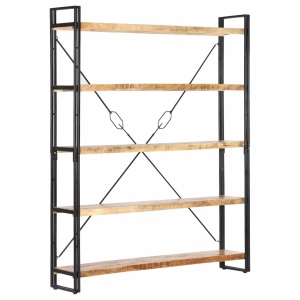 Bibliotecă cu 5 rafturi, 140 x 30 x 180 cm, lemn masiv de mango - Img 11