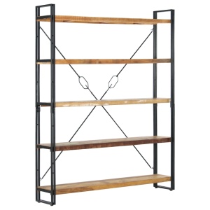 Bibliotecă cu 5 rafturi, 140 x 30 x 180 cm, lemn masiv reciclat - Img 6