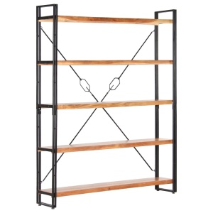 Bibliotecă cu 5 rafturi, 140x30x180 cm, lemn masiv de acacia - Img 7