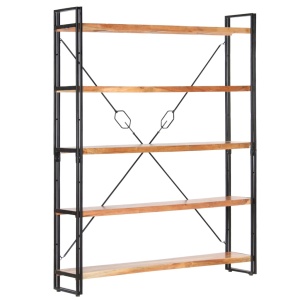 Bibliotecă cu 5 rafturi, 140x30x180 cm, lemn masiv de acacia - Img 9