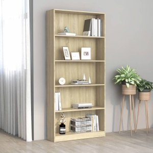 Bibliotecă cu 5 rafturi, stejar Sonoma, 80 x 24 x 175 cm, PAL