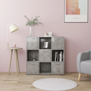 Bibliotecă, gri beton, 90 x 30 x 90 cm, PAL