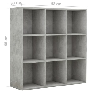 Bibliotecă, gri beton, 98 x 30 x 98 cm, PAL - Img 5