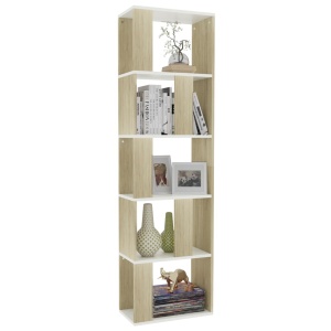 Bibliotecă/Separator cameră alb&stejar Sonoma 45x24x159cm PAL - Img 3