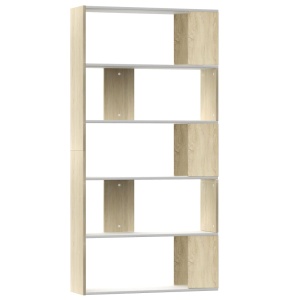 Bibliotecă/Separator cameră alb & stejar Sonoma 80x24x159cm PAL - Img 2