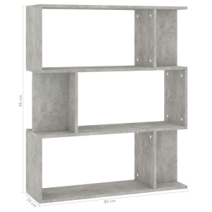Bibliotecă/Separator cameră, gri beton, 80 x 24 x 96 cm, PAL - Img 7