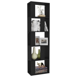 Bibliotecă/Separator cameră, negru, 45x24x159 cm, PAL - Img 3