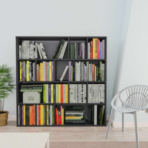 Bibliotecă/Separator cameră negru extralucios 110x24x110 cm PAL - Img 3