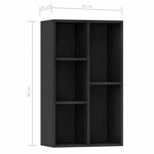 Bibliotecă/Servantă, negru, 45 x 25 x 80 cm, PAL - Img 10
