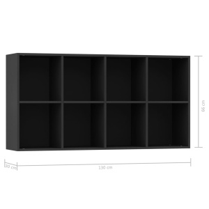 Bibliotecă/Servantă, negru, 66 x 30 x 130 cm, PAL - Img 11