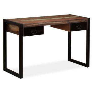 Birou cu 2 sertare din lemn masiv reciclat, 120 x 50 x 76 cm - Img 10