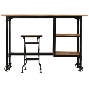 Birou cu scaun pliabil, lemn masiv de mango, 115 x 50 x 76 cm - Img 2