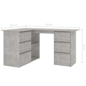Birou de colț, gri beton, 145 x 100 x 76 cm, PAL - Img 7