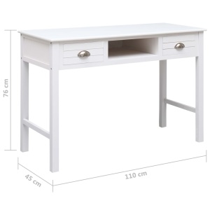 Birou de scris, alb, 110 x 45 x 76 cm, lemn - Img 9