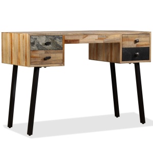 Birou Lemn masiv de tec reciclat 110x50x76 cm - Img 11
