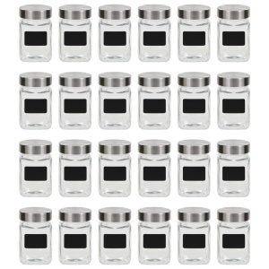 Borcane de depozitare cu etichetă, 24 buc., 300 ml